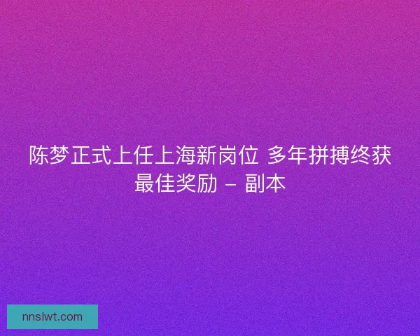 陈梦正式上任上海新岗位 多年拼搏终获最佳奖励 - 副本