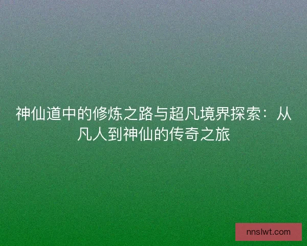 神仙道中的修炼之路与超凡境界探索：从凡人到神仙的传奇之旅
