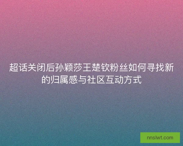 超话关闭后孙颖莎王楚钦粉丝如何寻找新的归属感与社区互动方式