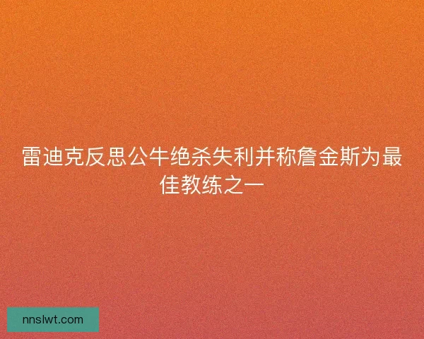 雷迪克反思公牛绝杀失利并称詹金斯为最佳教练之一