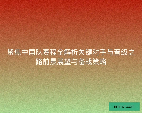聚焦中国队赛程全解析关键对手与晋级之路前景展望与备战策略